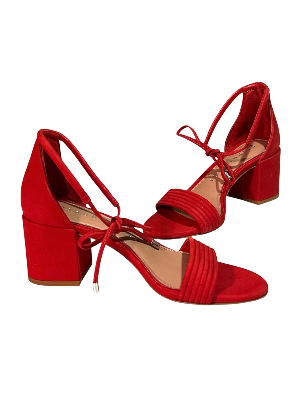 Gianni Bini Red Block Heel Sandals Size 5M Ankle Tie Open Toe Airfi